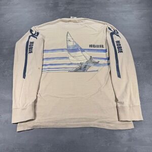 Vintage 80s Hobie T-Shirt Sailing Surf Yacht‎ Tee Mens Medium Thin Long Sleeve
